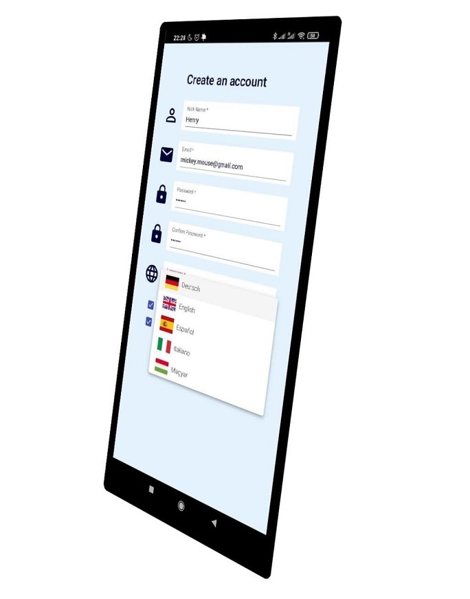 The registration form of the csah-flow management app on mobile